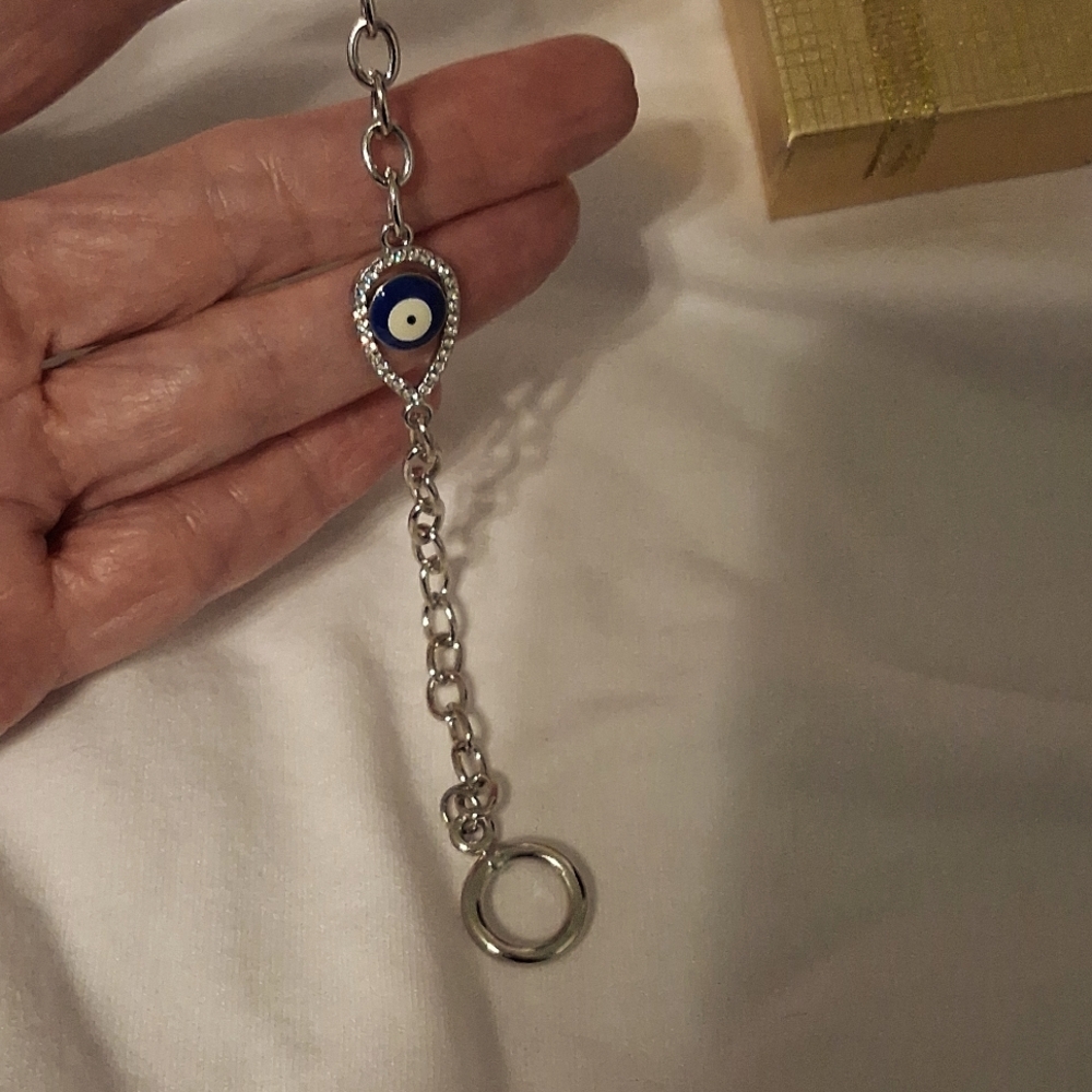 Blue and Silver Evil Eye Charm Bracelet - Picture 2 of 3
